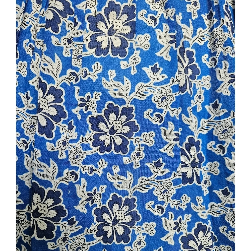 J.Crew Tiered tie-front beach dress in cobalt floral cotton voile